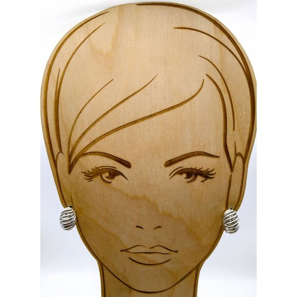 Pierced Half Hoop Earrings, Silver Tone Oval Clip On Chic Vintage - Picture 5 of 6